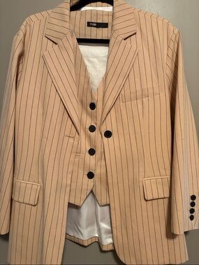Maje Beige Pinstripe Suit Jacket & Vest